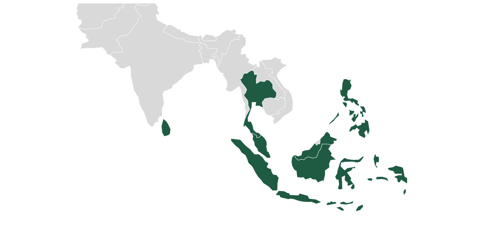 Map of SHAPE Asia countries of operation